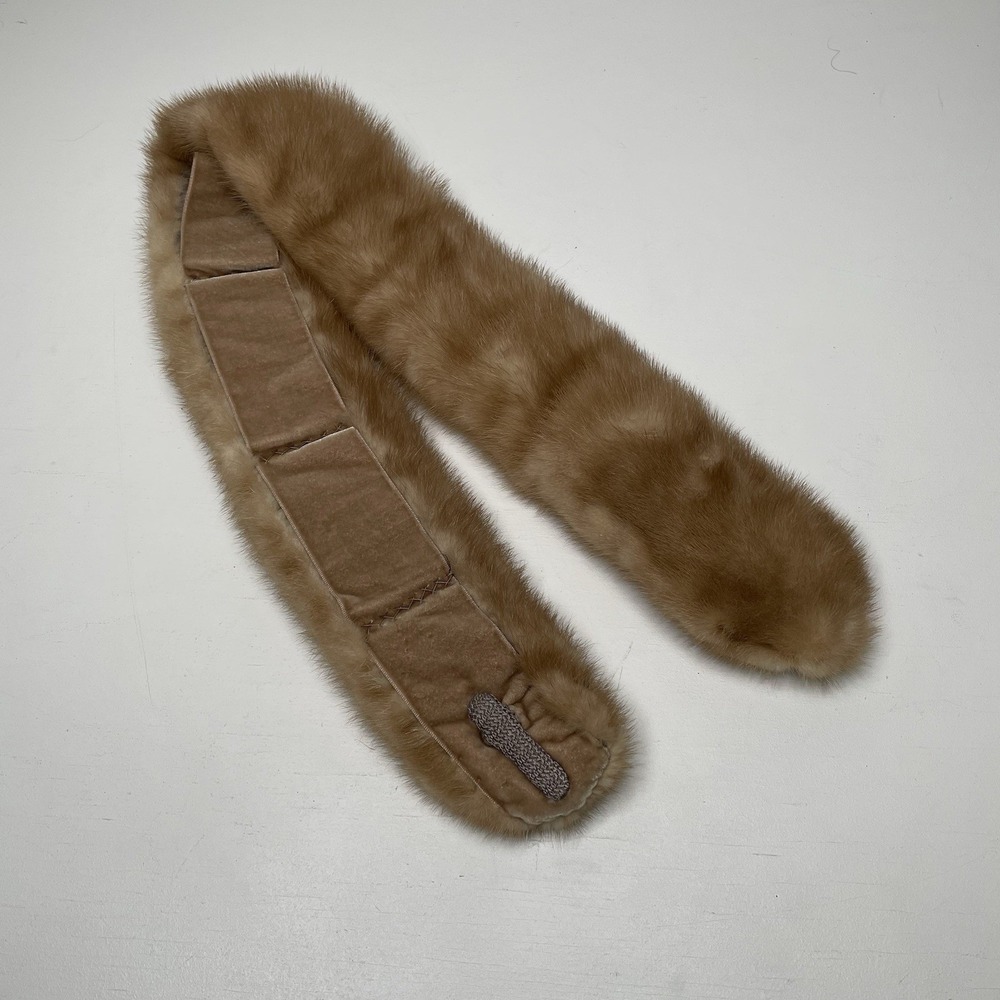 Vintage Genuine Tan Mink Fur Clip On Collar 36"  Long VERY SOFT Removable